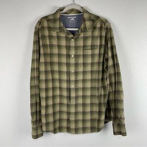 Horny Toad Green Plaid Gray long Sleeve Button Front Open Air Shirt
